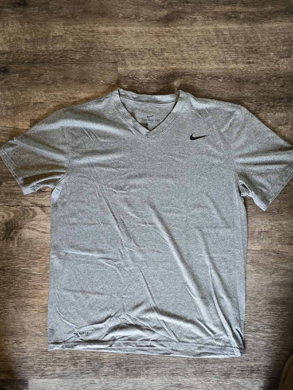 Nike Gray V-Neck Dri-FIT Short Sleeve Tee
